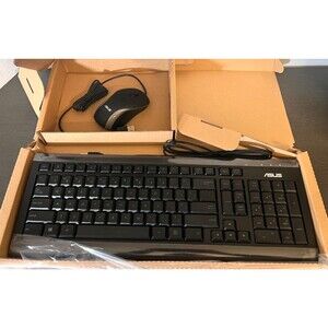 NIB ASUS Wired USB Keyboard & Mouse Combo KB73211  MOEWUO Black PC Computer